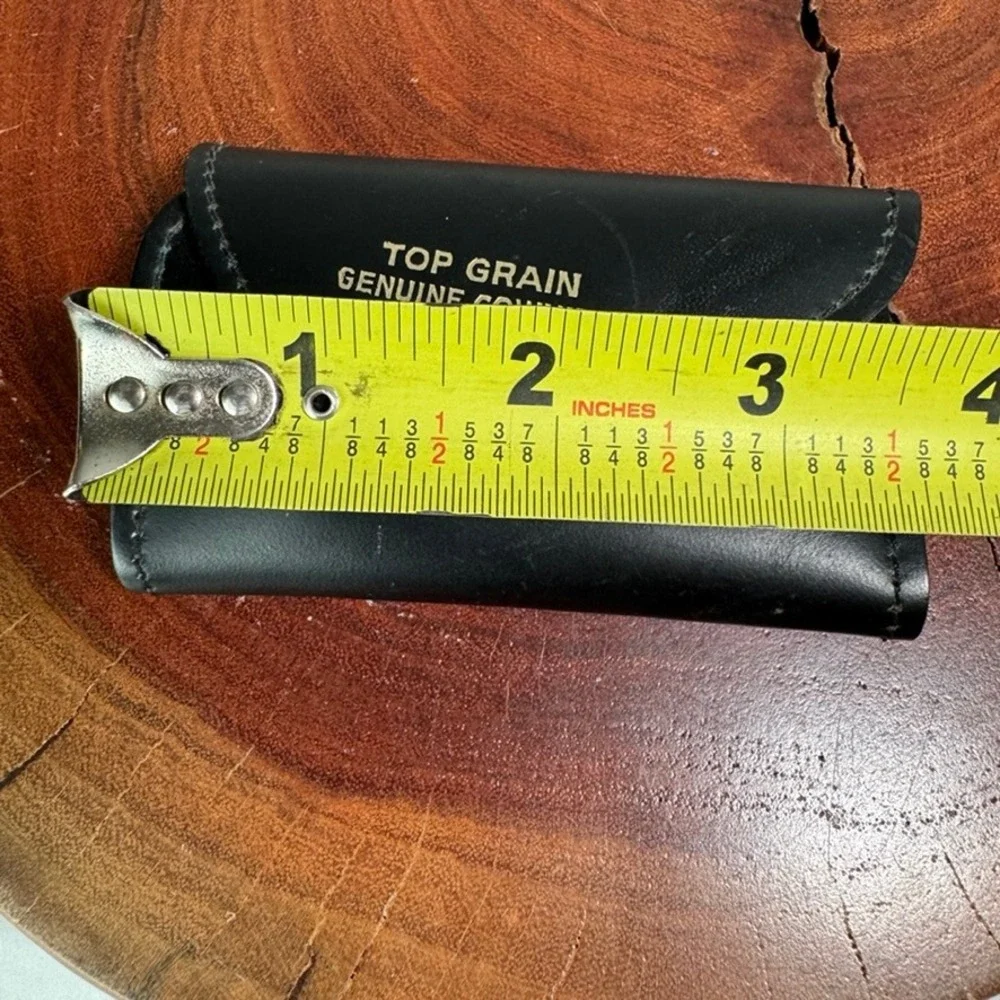 Vintage Black Top Grain Leather Key Case Holder 6 Hook Snap Closure Cowhide